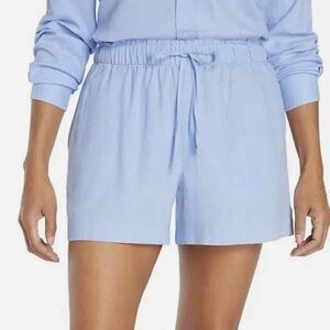 GAP Women’s Linen Blend Light Blue High-Waist Drawstring Shorts, Size M